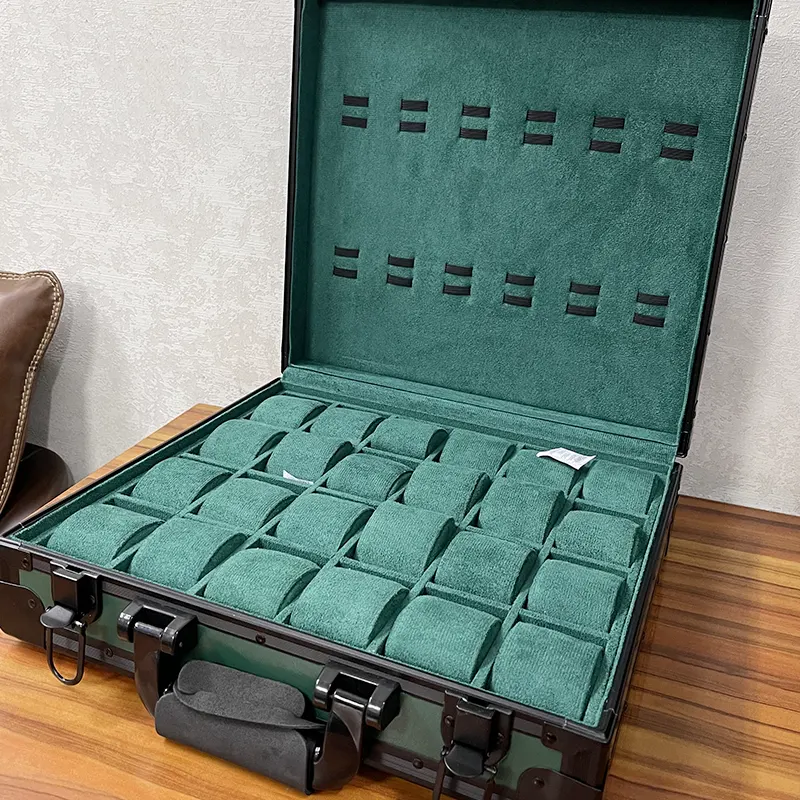 24 Slots Dark Green High Materials Watch Organizer Box And Gift Case